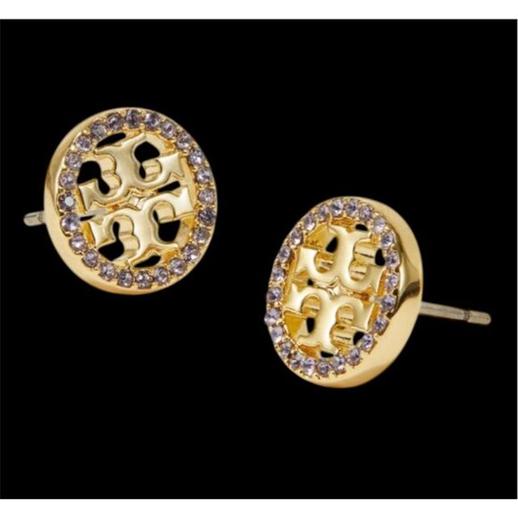 Tory Burch Jewelry - Tory Burch NEW earrings - Miller Pave stud earrings gold pink